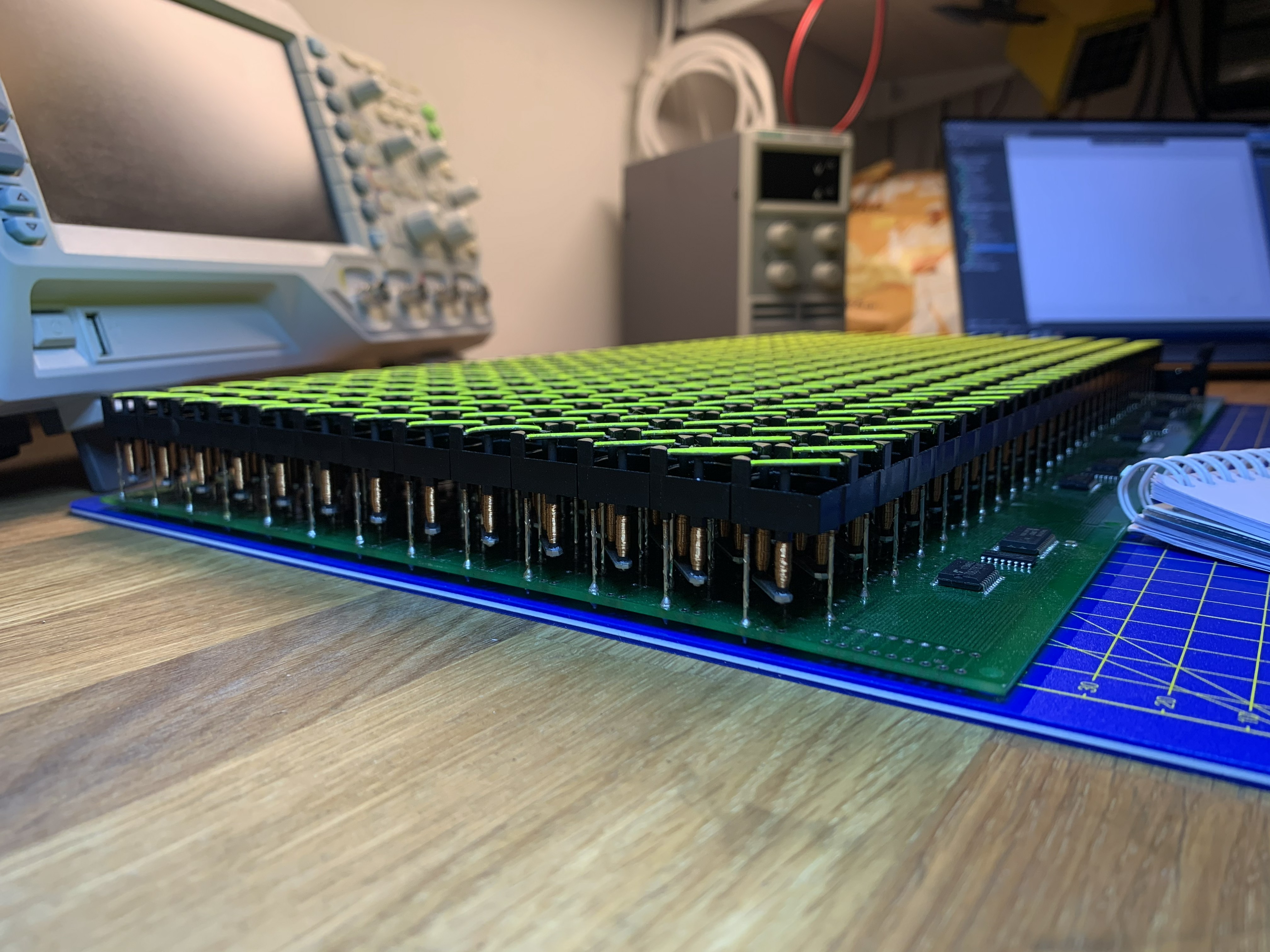 Close-up of the flipdot panel
