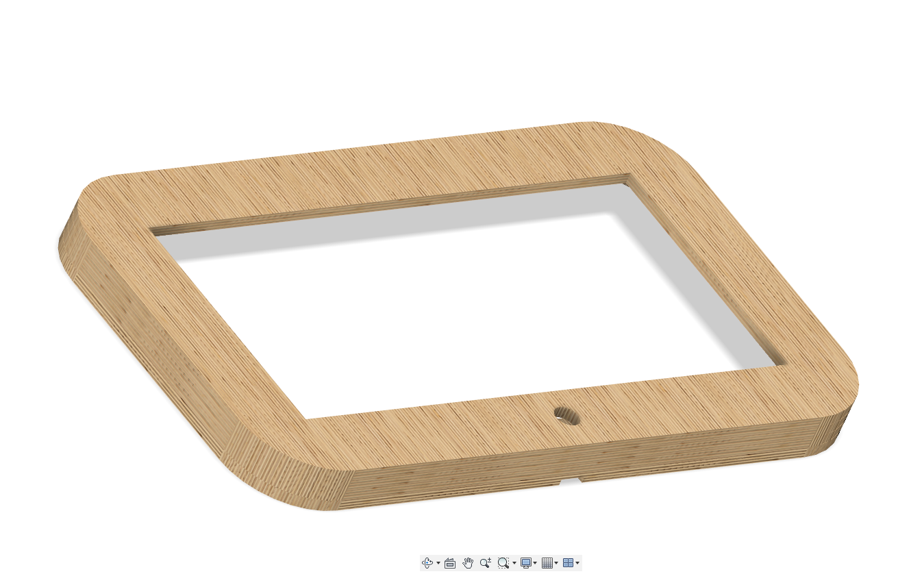 Fusion 360 model of the stacked plywood enclosure frame
